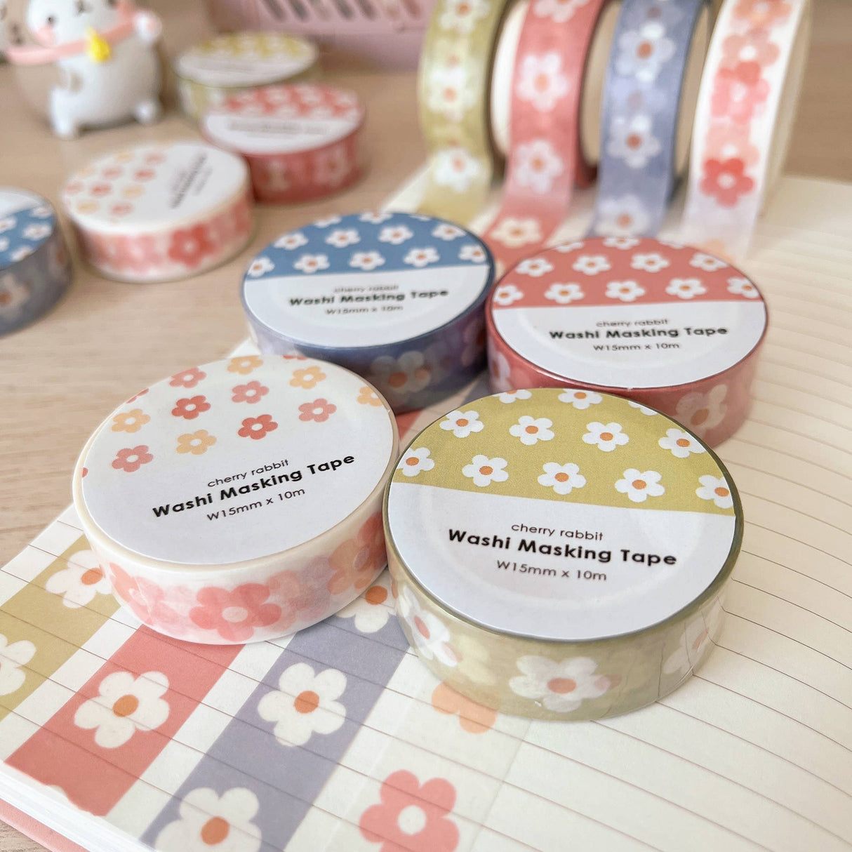White Pastel Daisies Washi Tape by Cherry Rabbit