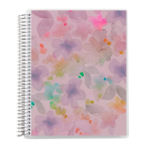 Erin Condren 7x9 Watercolour Blossom Coiled Notebook - Lined notebook. Notebook with a floral pattern on a white background
