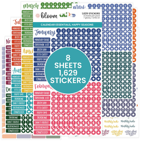Date Day Months Stickers - Bloom Daily Planners