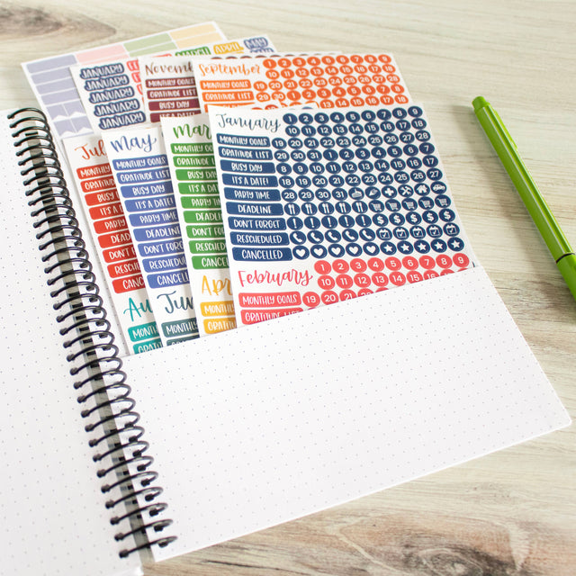 Date Day Months Stickers - Bloom Daily Planners