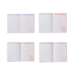 Erin Condren Petite Journal: Overview of productivity pages with coloured headers