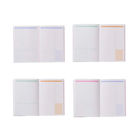 Erin Condren Petite Journal: Overview of productivity pages with coloured headers