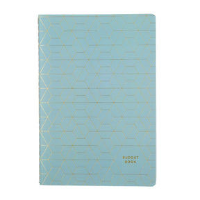 Erin Condren Budget Book Petite Planner - Minimal Hexagon Blue budget book with gold geometric pattern on a white background