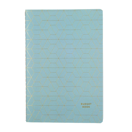 Erin Condren Budget Book Petite Planner - Minimal Hexagon Blue budget book with gold geometric pattern on a white background