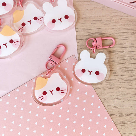 Baby Cat & Baby Rabbit Keychain by Cherry Rabbit