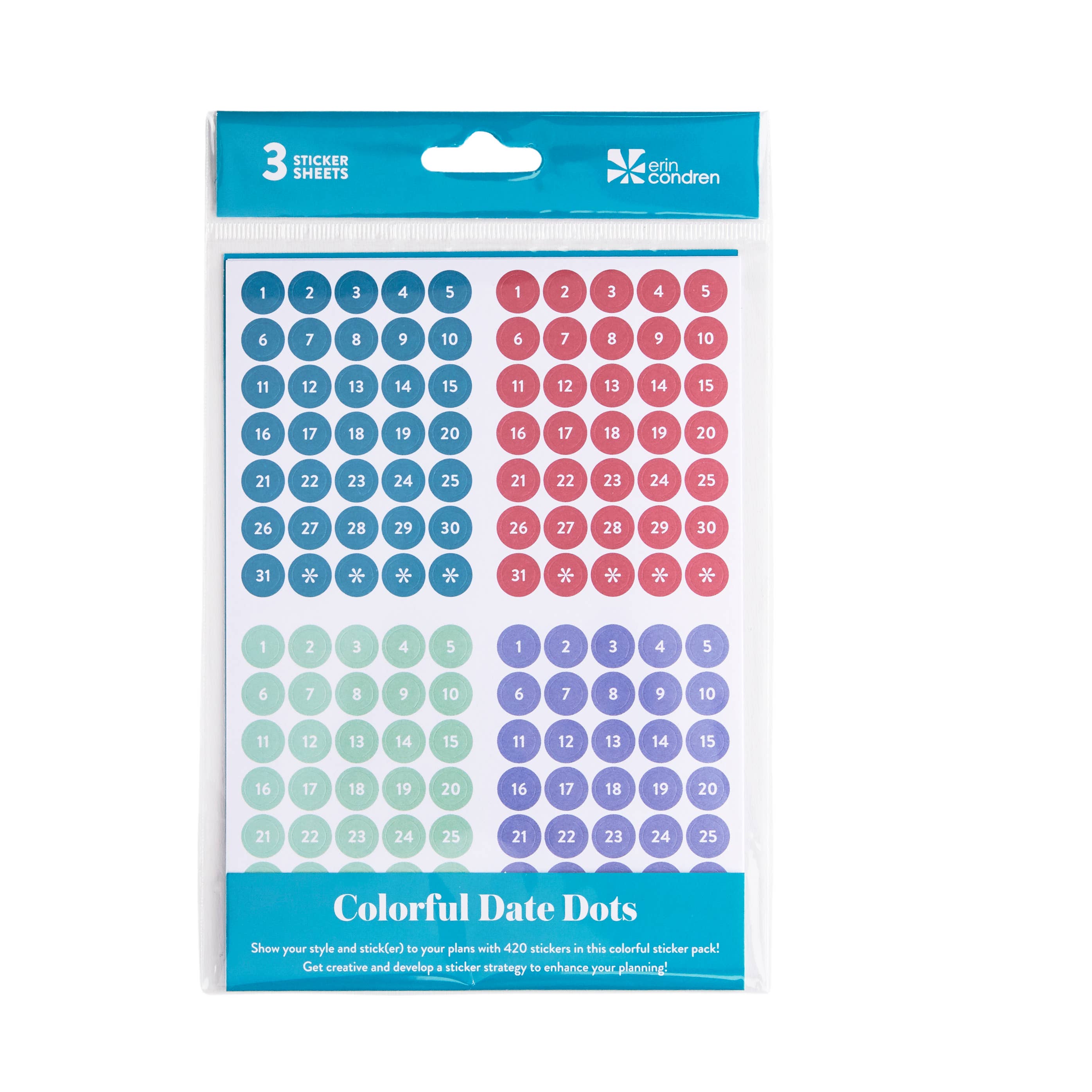 Erin Condren Multicolour Transparent Date Dots Stickers