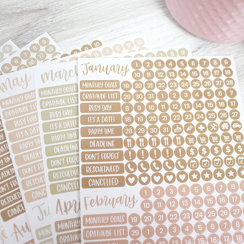 Date Day Months Stickers - Bloom Daily Planners