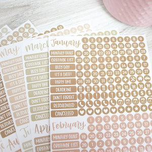 Date Day Months Stickers - Bloom Daily Planners