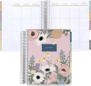 Erin Condren 7x9 Bouquet Vertical Life Planner - 12-month Dated 2026 Jan - Dec Floral planner with a white background