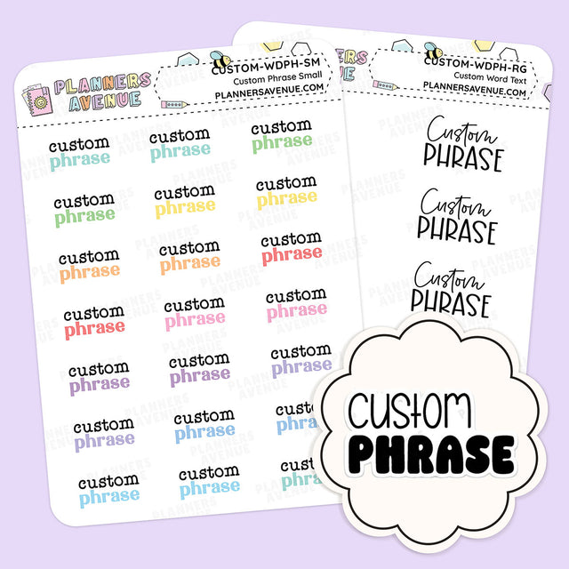 Custom Script Word Planner Stickers | Phrase 2 Lines