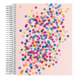 Erin Condren Metallic Confetti Coiled Notebook: Closed metallic cover notebook with platinum coil