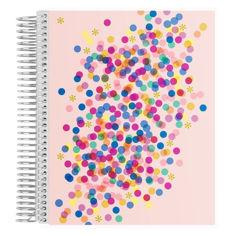 Erin Condren Metallic Confetti Coiled Notebook: Closed metallic cover notebook with platinum coil