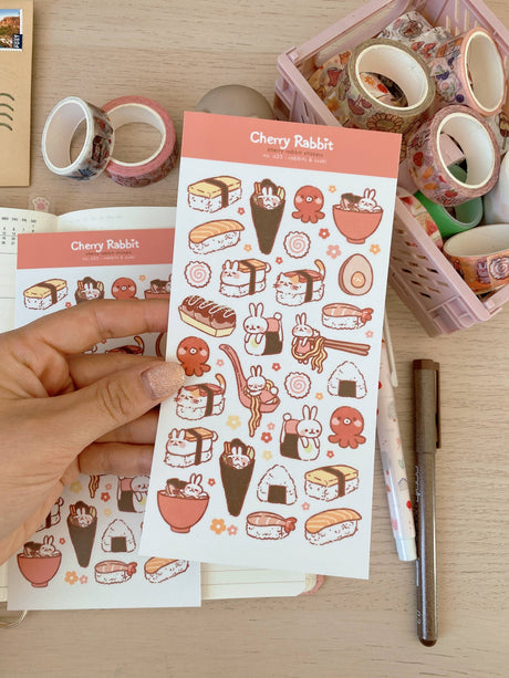 Sushi & Rabbits Washi Stickers by Cherry Rabbit