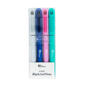 Erin Condren Black Gel Pens. Pack of four black gel pens in blue, pink, and green with a white background.