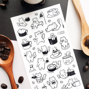 STICKII Caffeine Cats 2 decorative sticker sheet detail