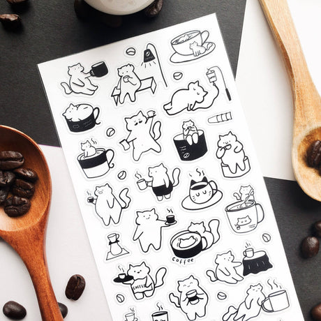 STICKII Caffeine Cats 2 decorative sticker sheet detail