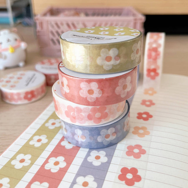 Pink Pastel Daisies Washi Tape by Cherry Rabbit