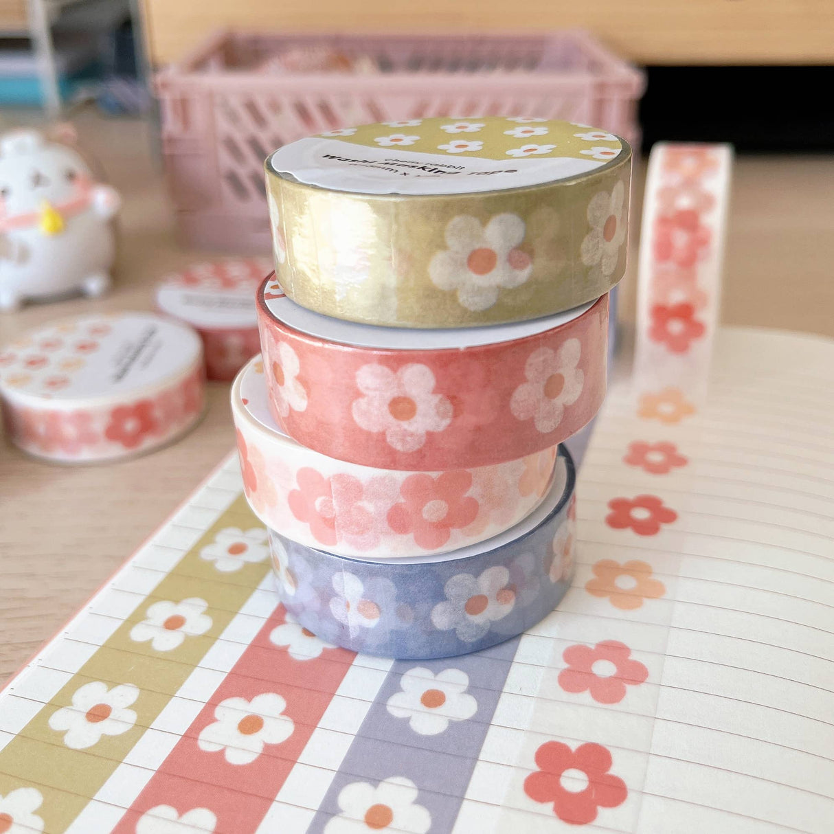 White Pastel Daisies Washi Tape by Cherry Rabbit