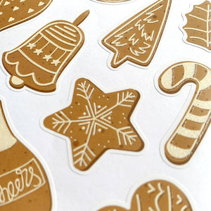 Christmas Gingerbread Cookies Glitter Sticker Sheet