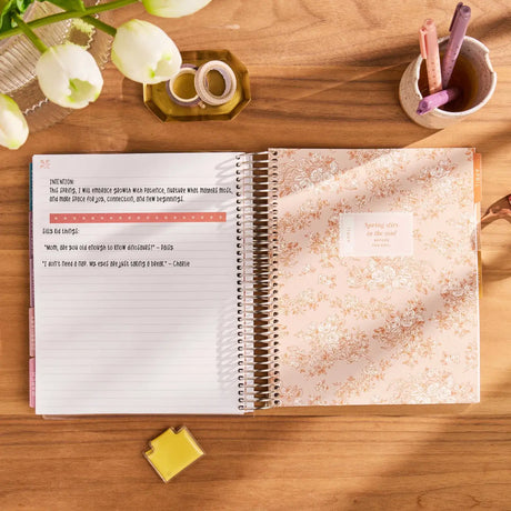 Erin Condren Petite Planner: Monthly notes page beside a floral divider