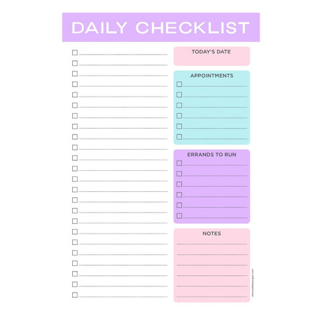 Pastel Daily A5 Notepad - Peter Pauper Press with colour-coded sections on a white background