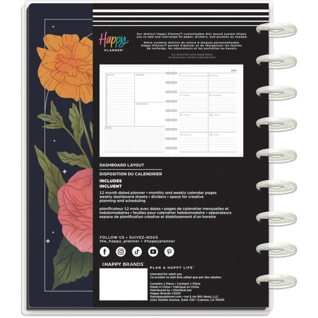 Happy Planner Dark Garden Classic 12 Month Dated 2026 - Dashboard