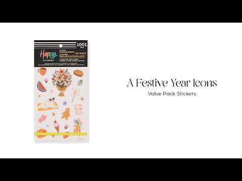 Happy Planner Festive Year Icons Sticker Book - Classic