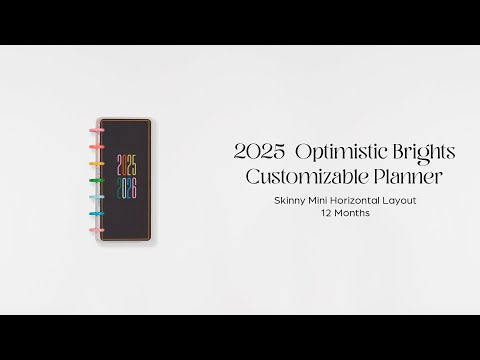 Happy Planner Optimistic Brights Skinny Mini 12-Month Dated 2025-2026 - Horizontal