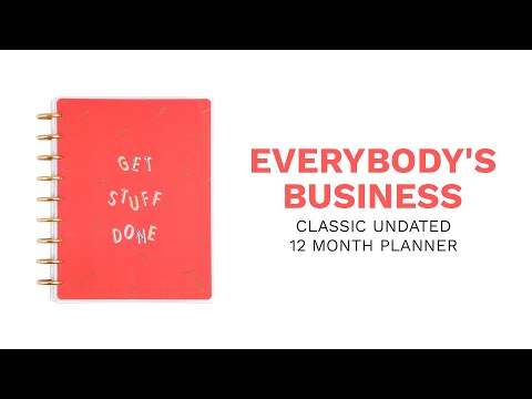 Happy Planner Everybodys Business Classic Undated Planner - Hourly Lined Vertical 12-Months