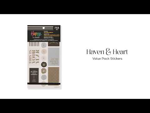 Happy Planner Haven & Heart sticker book flip-through