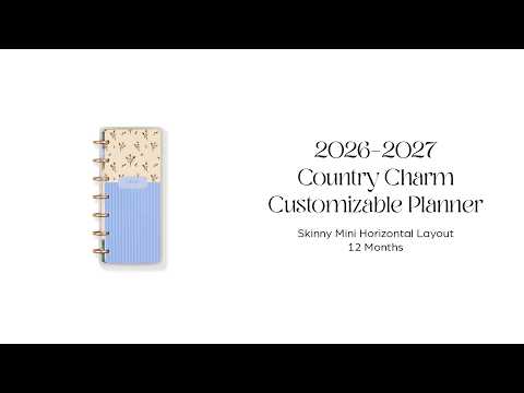 Happy Planner 2026 - 2027 Country Charm Skinny Mini 12 Month Dated - Horizontal
