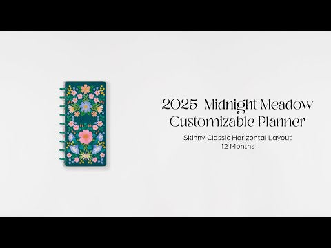 Happy Planner Midnight Meadow Skinny Classic 12-Month Dated 2025-2026 - Horizontal