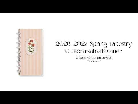 Happy Planner 2026 - 2027 "Spring Tapestry" Skinny Classic 12 Month Dated - Horizontal