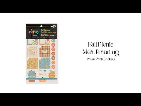 Happy Planner Fall Picnic Meal Planning sticker book flip-through