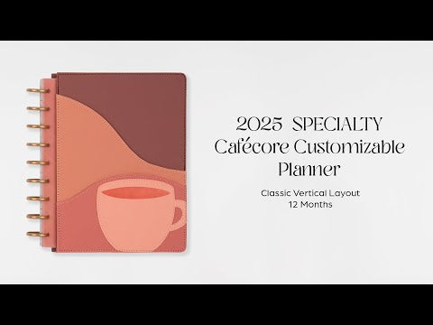 Happy Planner DELUXE Cafecore  Classic 12-Month Dated 2025-2026 - Vertical Vegan Leather Patchwork