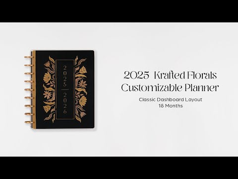 *IMPERFECT* Happy Planner Krafted Florals Classic 18-Month Dated 2025-2026 - Dashboard