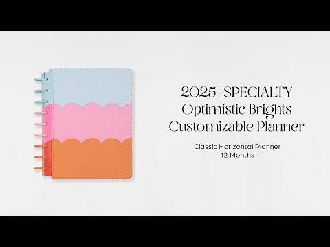 Happy Planner DELUXE Optimistic Brights  Classic 12-Month Dated 2025-2026 - Horizontal Vegan Leather Patchwork