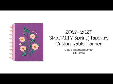 Happy Planner 2026 - 2027 Spring Tapestry Chenille Classic Horizontal 12 Month Dated - SPECIALTY Cover