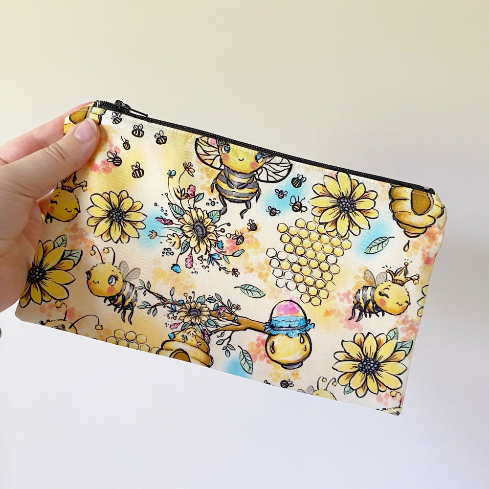 Honey Bee Pencil Case and Bee Button Badge
