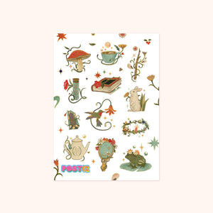 Retro Fantasy Magical Characters Sticker Sheet