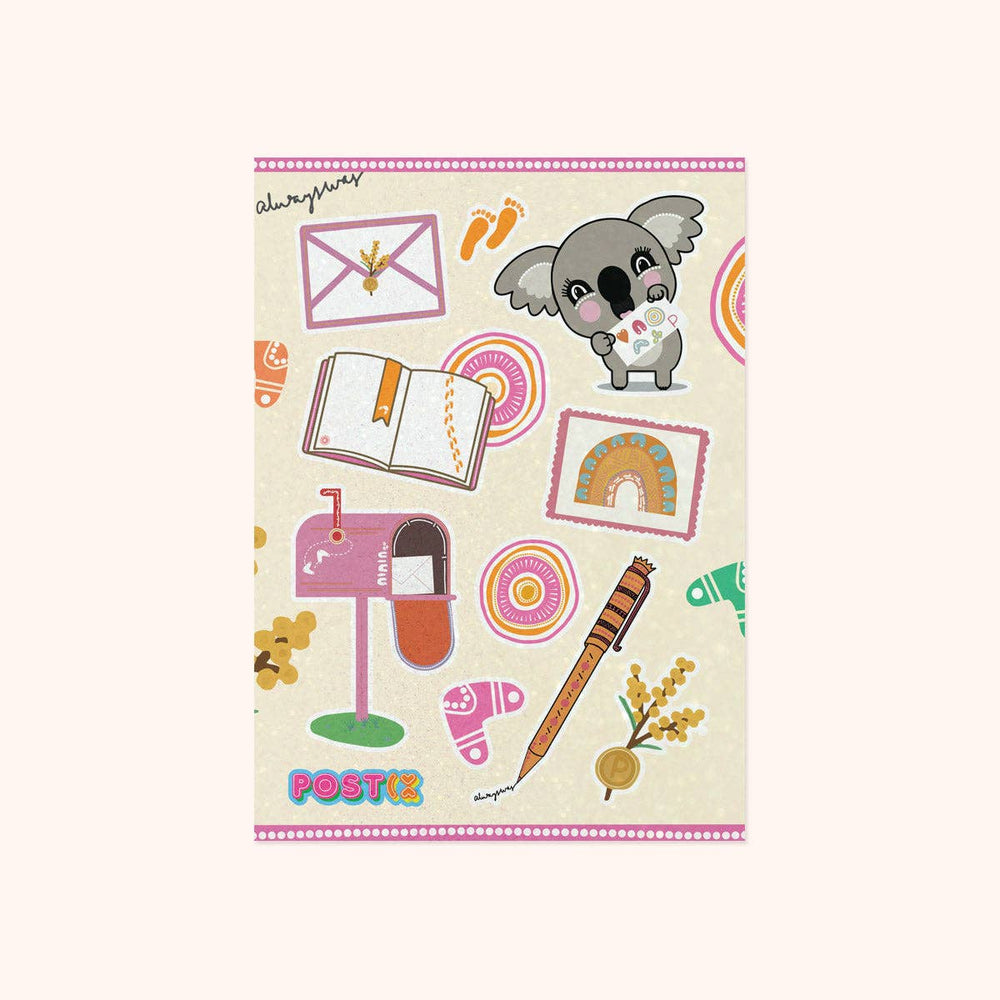 Mawang Together Mail Glitter Sticker Sheet