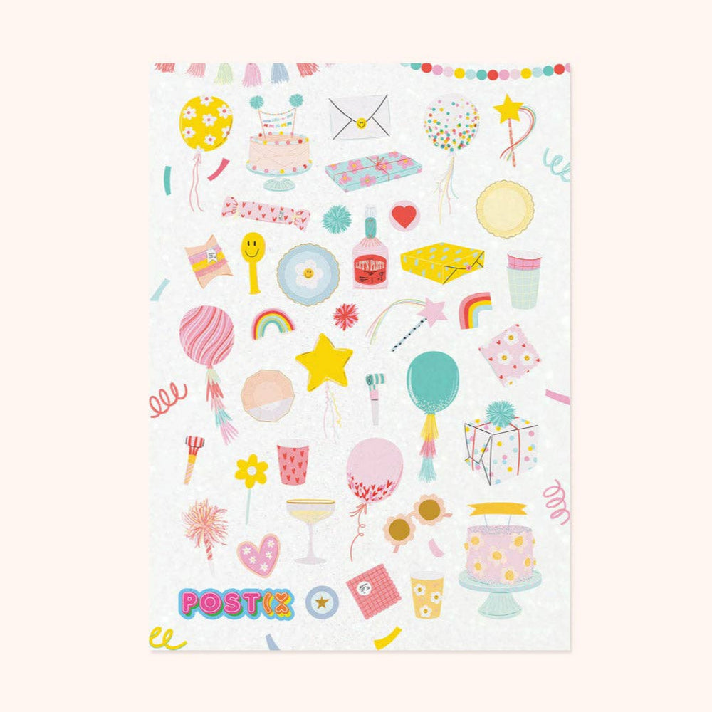 Pastel Party Pieces Glitter Sticker Sheet
