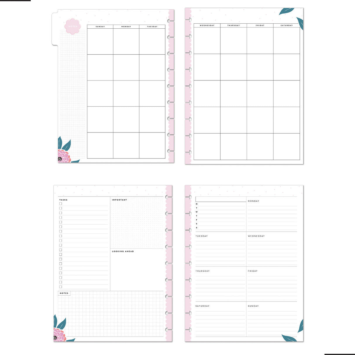 Happy Planner Fresh Bouquet CLASSIC DASHBOARD Extension Pack pages