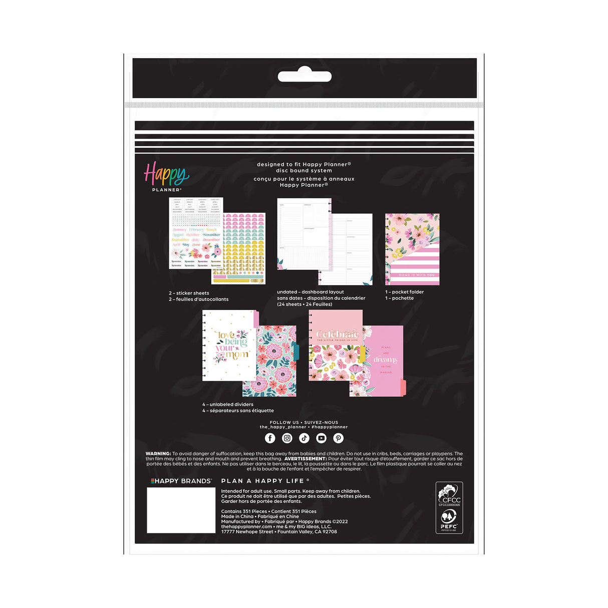 Happy Planner Fresh Bouquet CLASSIC DASHBOARD Extension Pack package