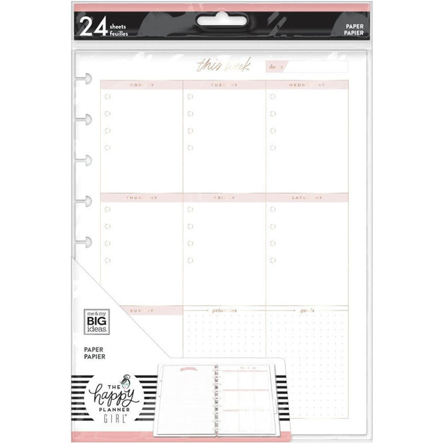 Happy Planner Classic Weekly Planner Schedule Fill Paper - Checklist + Grid