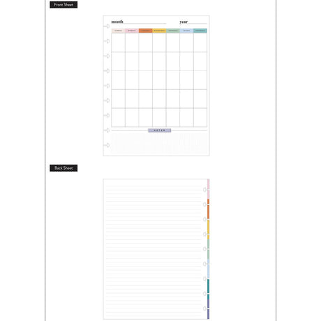 Happy Planner Classic Monthly Fill Paper