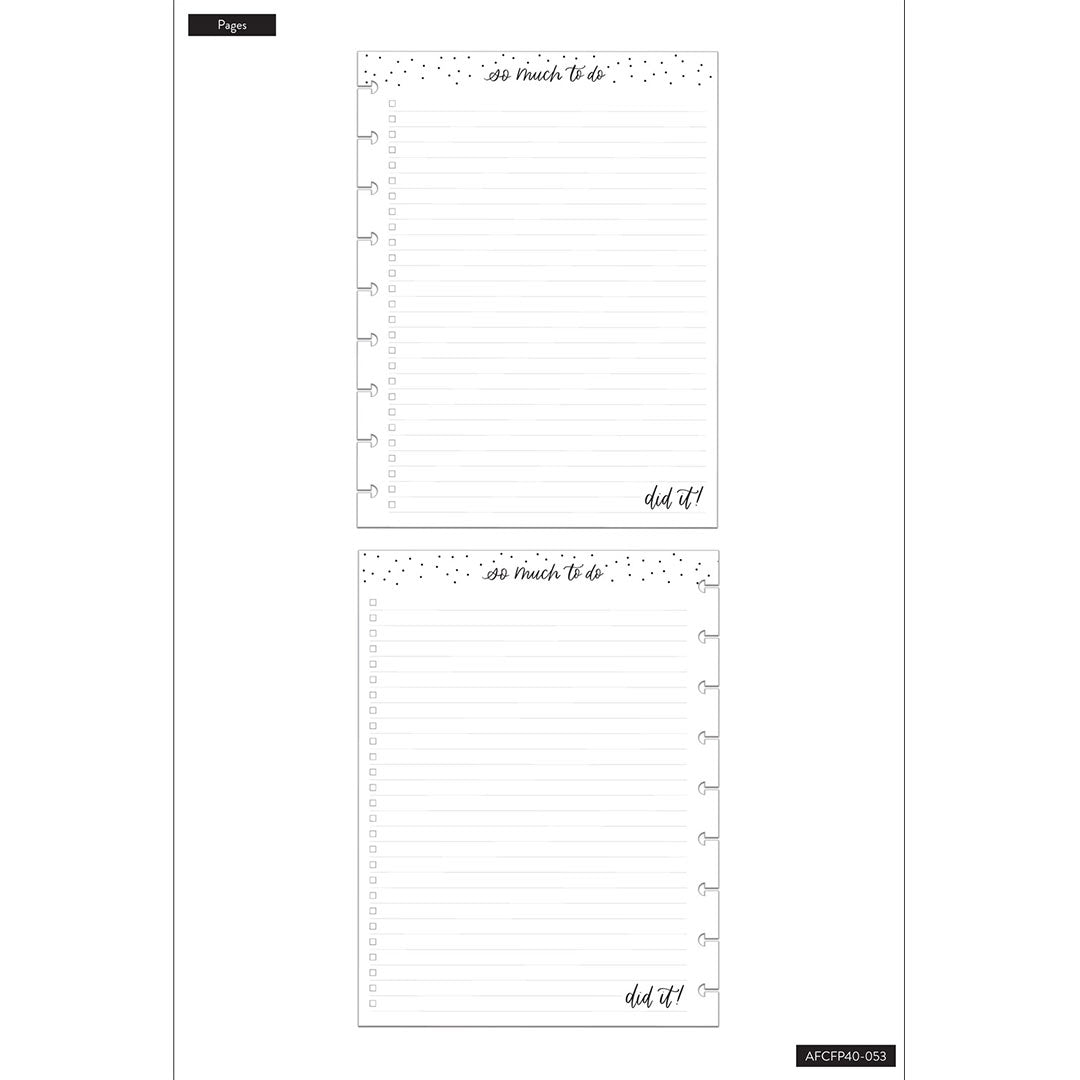 Happy Planner Classic So Much To Do Fill Paper - Checklist + Lined