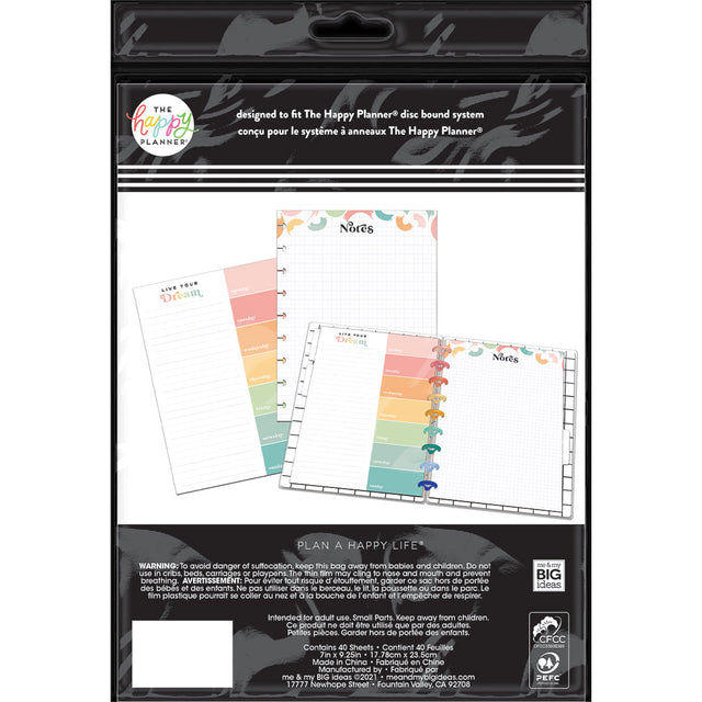 Happy Planner Everyday Colorful Notes Classic Filler Paper - Lined + Grid