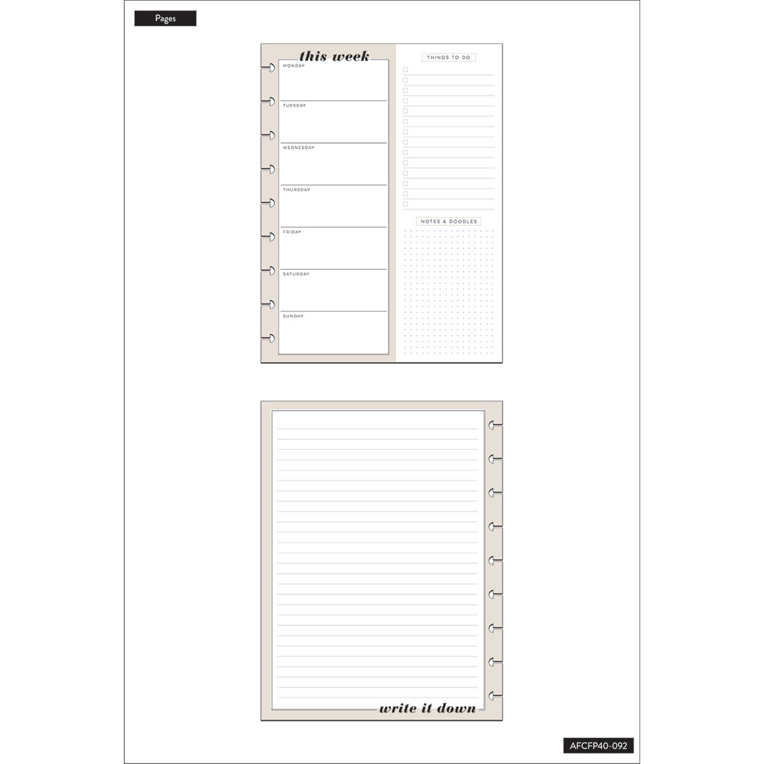 Happy Planner Classic Perfect Plans Filler Paper - Checklist + Weekly