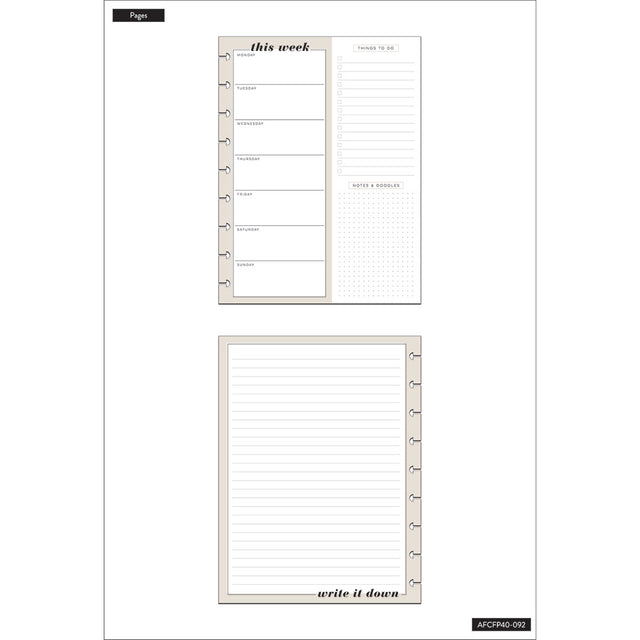 Happy Planner Classic Perfect Plans Filler Paper - Checklist + Weekly